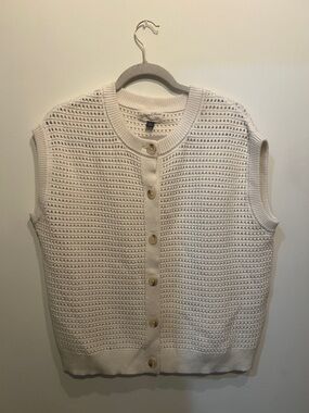 Universal Thread Cream Knit Button-Front Sweater Vest
